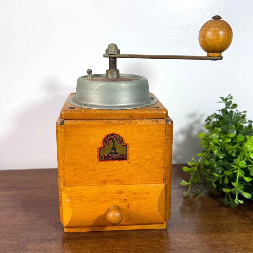 Vintage Armin Trosser Brimaz 200 Coffee Grinder West Germany Wood Hand Crank